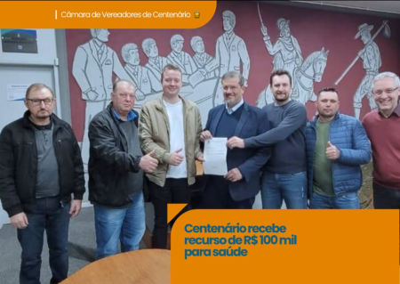 R$ 100 mil para a saúde de Centenário