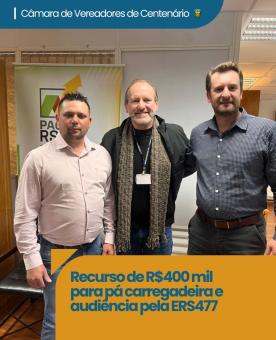 Recurso de R$ 400 mil para a aquisição de uma pá carregadeira.